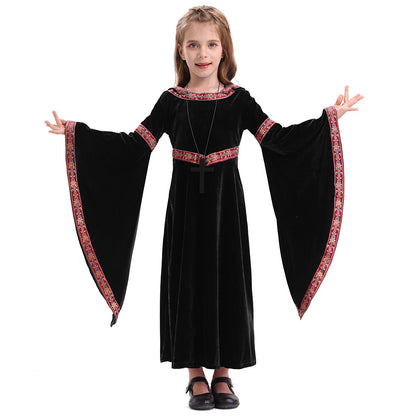 2025 Halloween Family Costume Performance Costume Party Performance Costume Adult European Medieval Burgundy Vampire